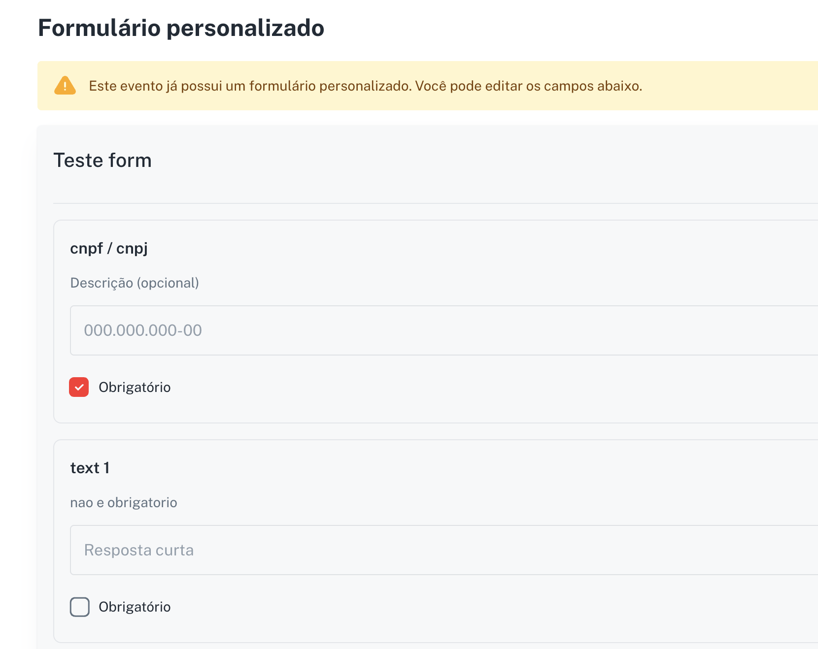 Formulários Personalizados Reding - 2